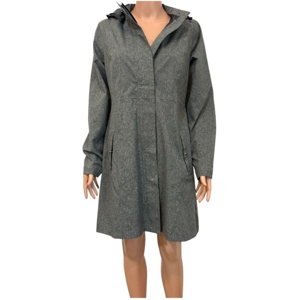 Lucy M removable hood mid length raincoat jacket C2 3662